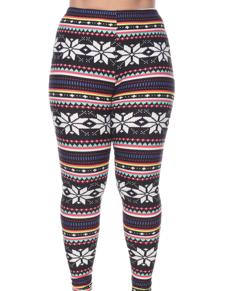 Front of a model wearing a size one-size-fits-all Printed Leggings in Black Multi by White Mark. | dia_product_style_image_id:249090